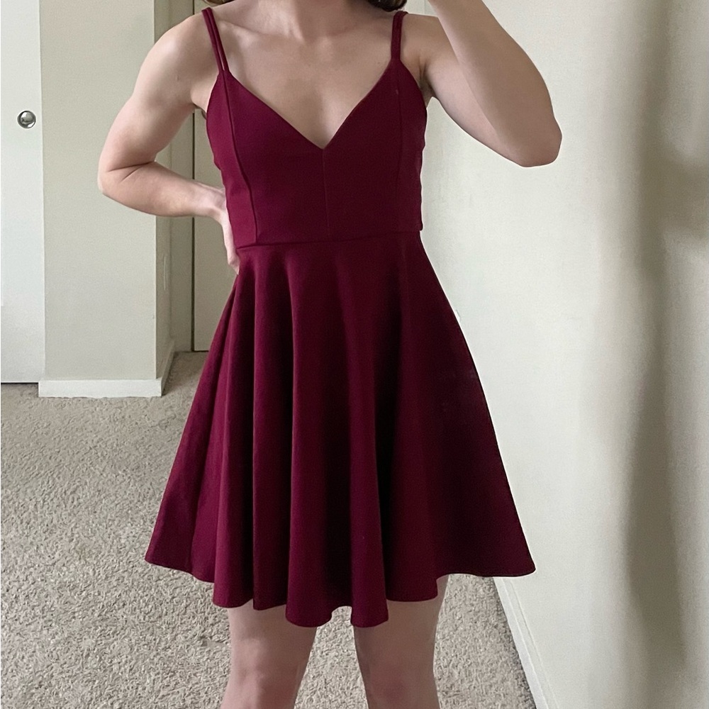 Windsor A-line, maroon skater dress, Small